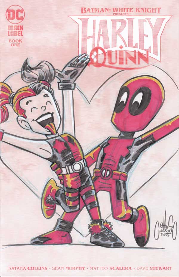 Harley Quinn and Deadpool sketch cover by Chris Giarrusso