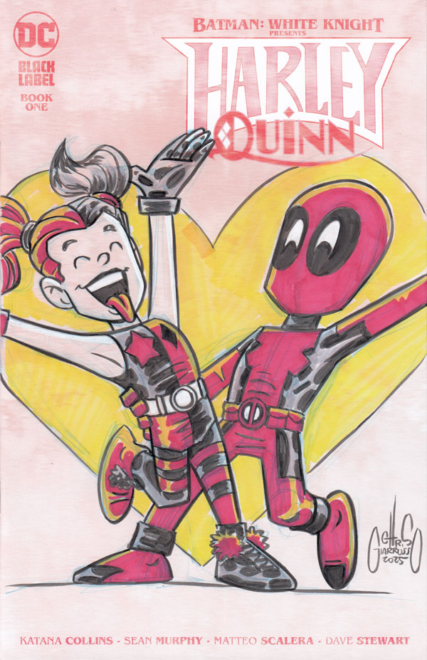Harley Quinn and Deadpool sketch cover by Chris Giarrusso