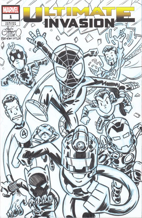 Ultimate Invasion sketch cover recreation by Chris Giarrusso