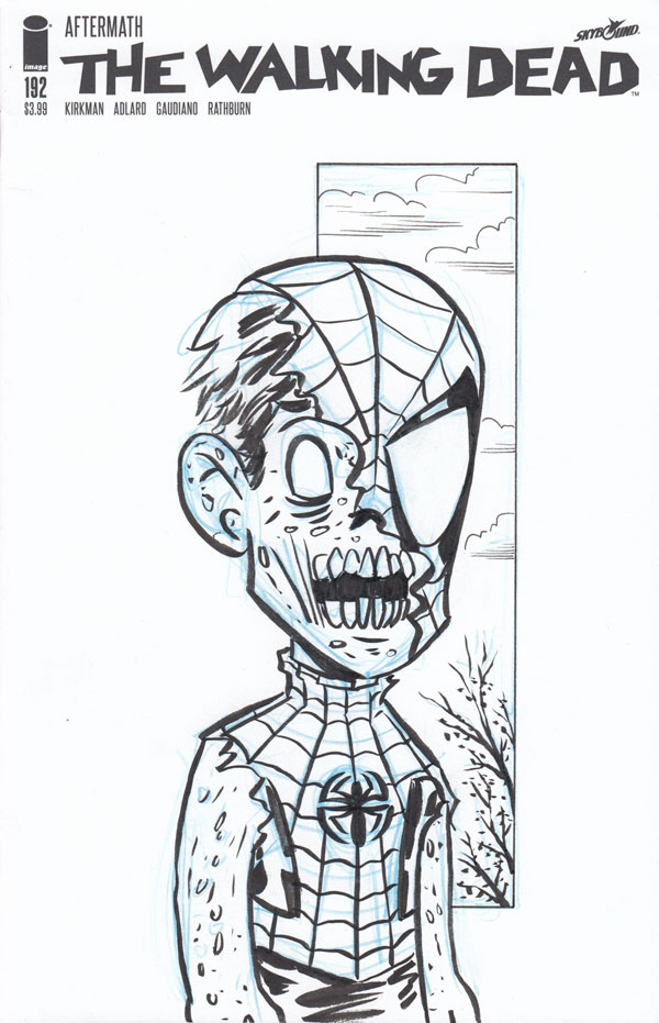Walking Dead Spider-Man sketch cover by Chris Giarrusso