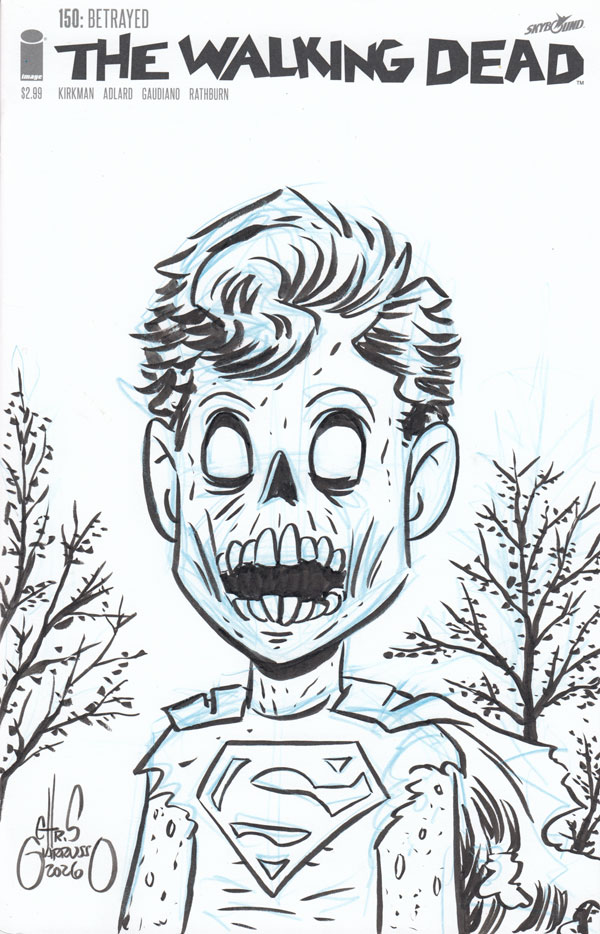 Walking Dead Superman sketch cover by Chris Giarrusso